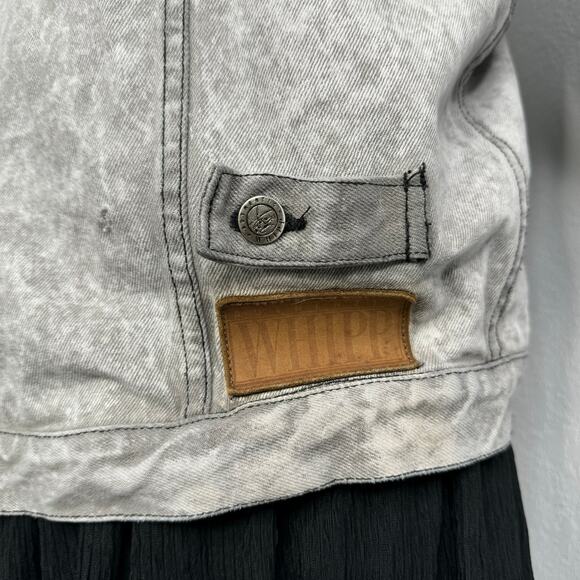 Vintage 90s 80s Gray Acid Wash Denim Jean Jacket - Picture 7 of 10